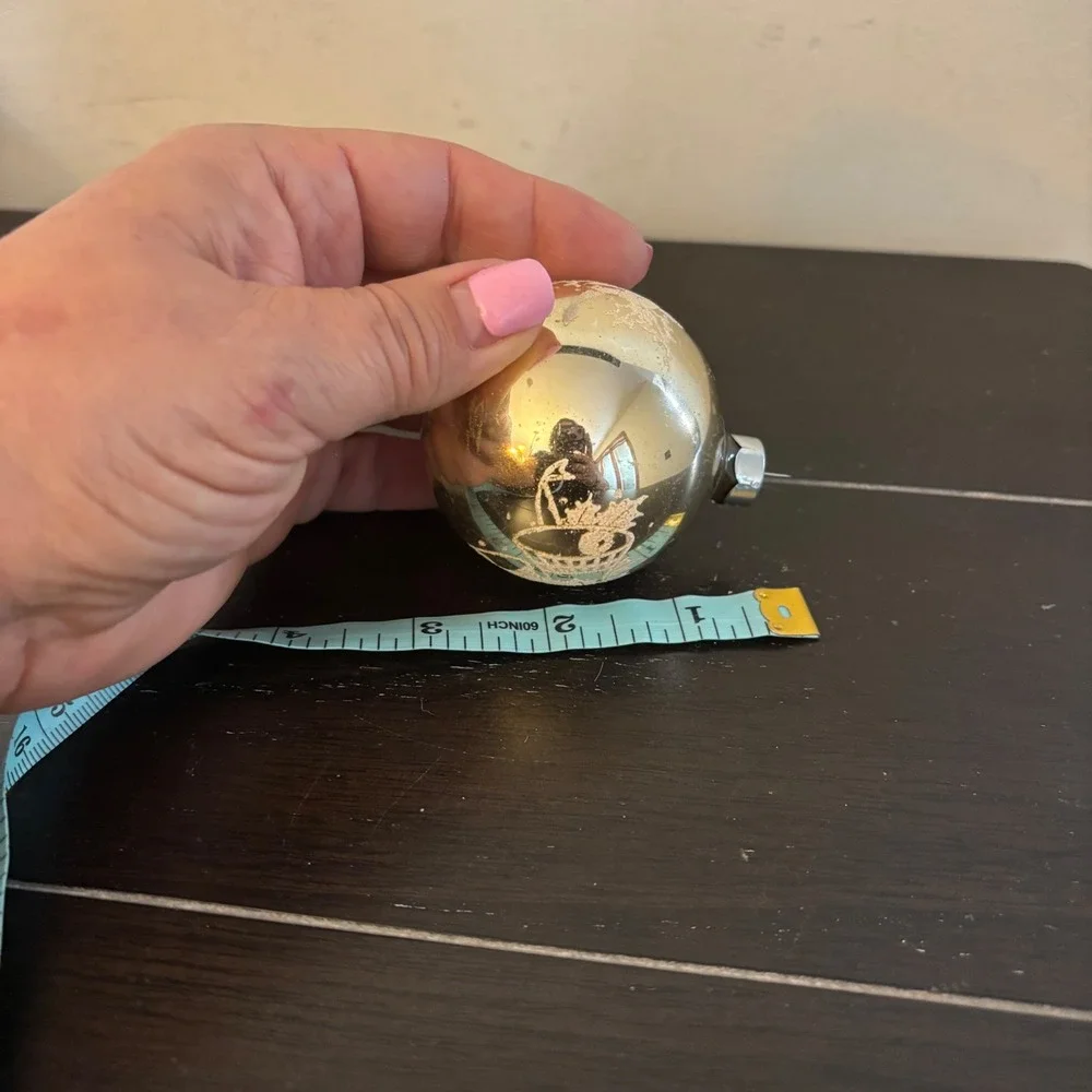 Vintage Glass Christmas Ornaments Lot 8pc Peace on Earth Frosted‎ Mercury Glass